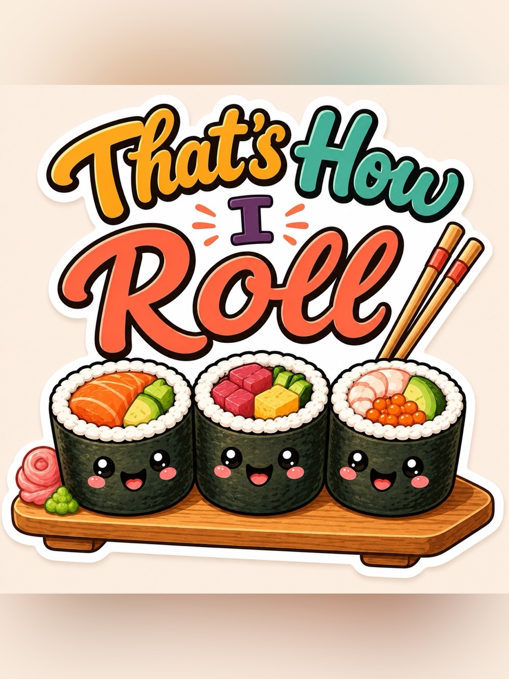 That’s How I Roll Sushi Sticker Art - Colorful Graphic